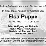 Traueranzeige Elsa Puppe