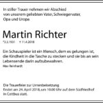 Traueranzeige Martin Richter