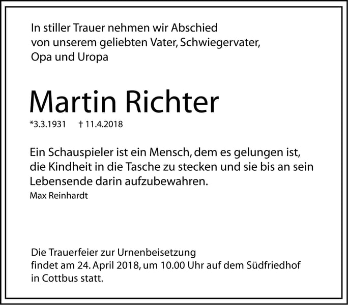 Traueranzeige Martin Richter
