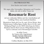 Danksagung Rosemarie Rost