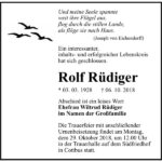 Traueranzeige Rolf Rüdiger