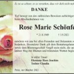 Danksagung Rose Marie Schönfelder