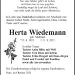 Traueranzeige Herta Wiedemann, geb. Maltzahn