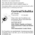 Traueranzeige Gertrud Schultka, geb. Schenker