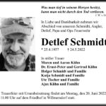 Traueranzeige Detlef Schmidt