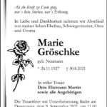 Traueranzeige Marie Gröschke, geb. Neumann