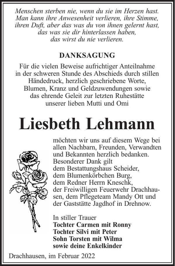 Danksagung Liesbeth Lehmann