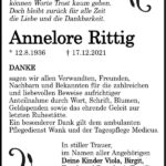 Traueranzeige Annelore Rittig