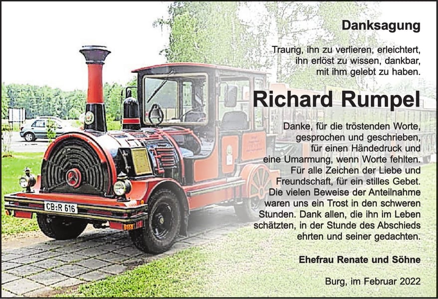 Danksagung Richard Rumpel