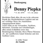 Danksagung Denny Piepka