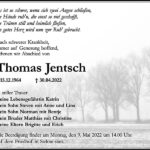 Traueranzeige Thomas Jentsch