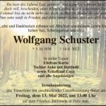 Traueranzeige Wolfgang Schuster