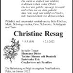 Traueranzeige Christine Resag