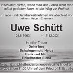 Traueranzeige Uwe Schütt