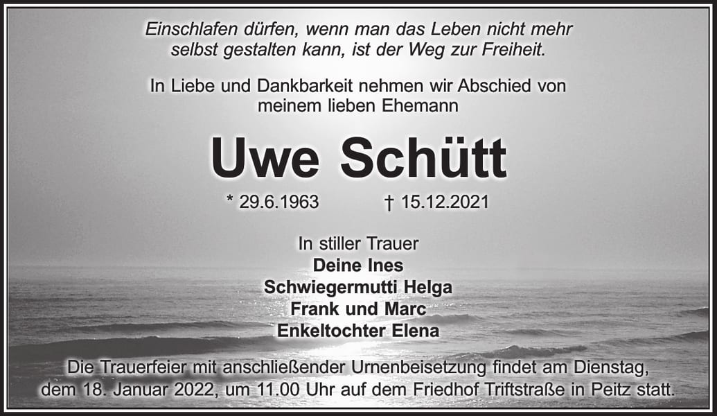Traueranzeige Uwe Schütt