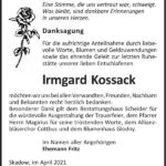 Danksagung Irmgard Kossack