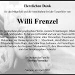 Danksagung Willi Frenzel