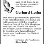 Danksagung Gerhard Lecha