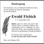 Danksagung Ewald Fiebich