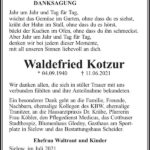 Traueranzeige Waldefried Kotzur
