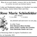 Traueranzeige Rose Marie Schönfelder, geb. Drogott