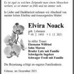 Traueranzeige Elvira Noack, geb. Lehmann