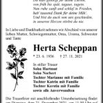 Traueranzeige Herta Scheppan