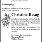Danksagung Christine Resag