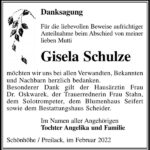 Danksagung Gisela Schulze