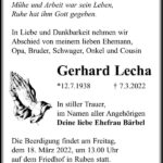 Traueranzeige Gerhard Lecha