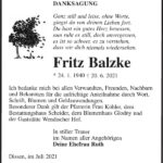 Danksagung Fritz Balzke