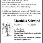 Traueranzeige Matthias Schwind