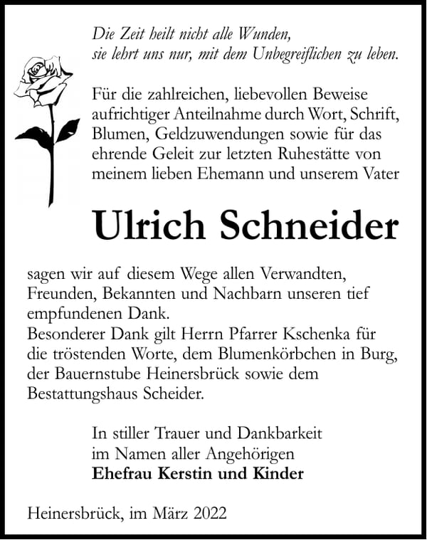 Danksagung Ulrich Schneider