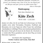 Traueranzeige Käte Zech