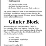 Traueranzeige Günter Block