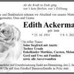 Traueranzeige Edith Ackermann, geb. Jank