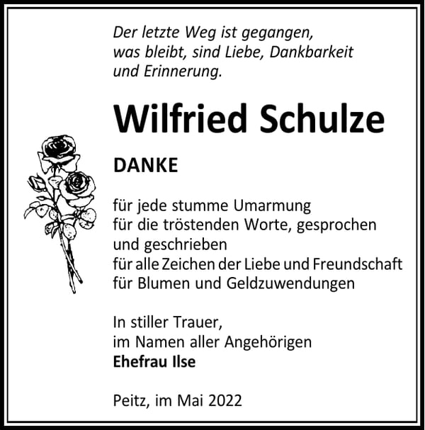 Traueranzeige Wilfried Schulze