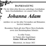 Danksagung Johanna Adam