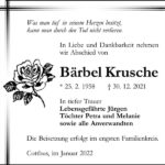 Traueranzeige Bärbel Krusche