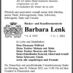 Traueranzeige Barbara Lenk
