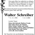 Traueranzeige Walter Schreiber