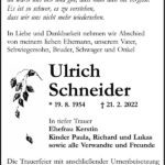Traueranzeige Ulrich Schneider