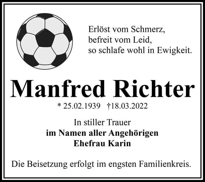 Traueranzeige Manfred Richter