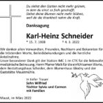 Danksagung Karl-Heinz Schneider