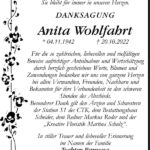 Danksagung Anita Wohlfahrt