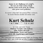 Traueranzeige Kurt Schulz