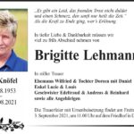 Traueranzeige Brigitte Lehmann, geb. Knöfel
