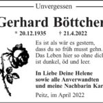 Traueranzeige Gerhard Böttcher