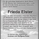 Danksagung Frieda Elster
