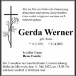Traueranzeige Gerda Werner, geb. Jonas